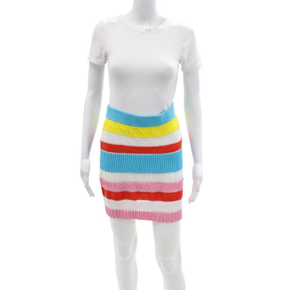 Solid & Striped Womens Light Blue Striped Mini Skirt 98% Cotton Size M